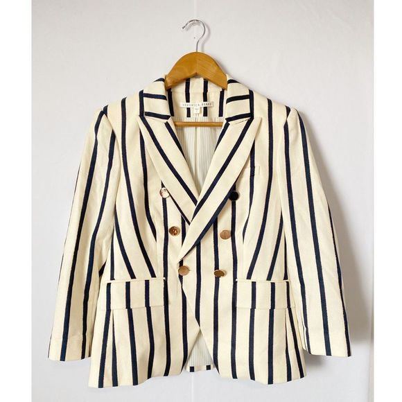 NEW VERONICA BEARD Empire Striped Double Breasted Style One-Button Dickey Jacket - Picture 3 of 10